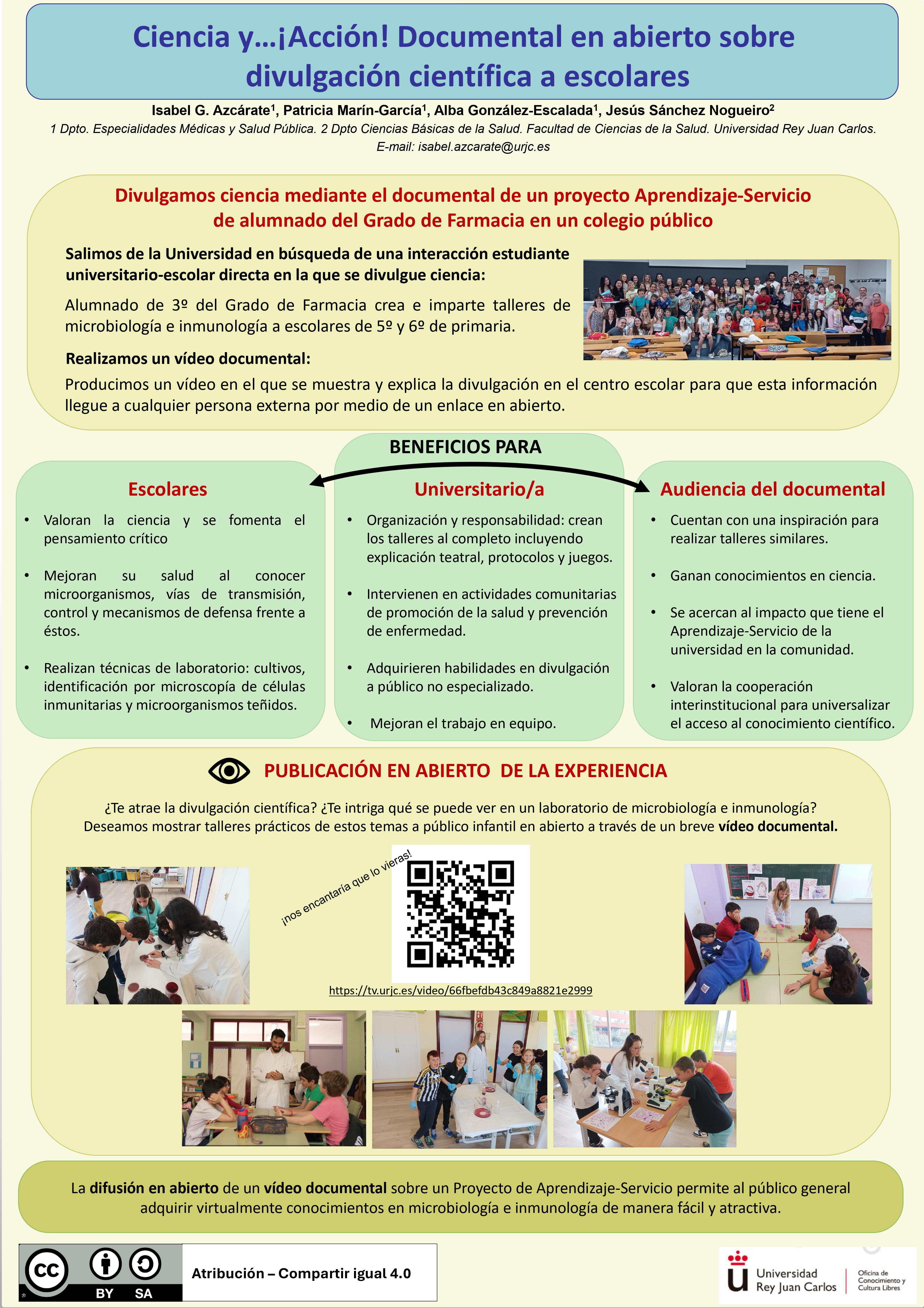 &ldquo;Ciencia y &hellip; ¡Acción! Documental en abierto sobre divulgación científica a escolares