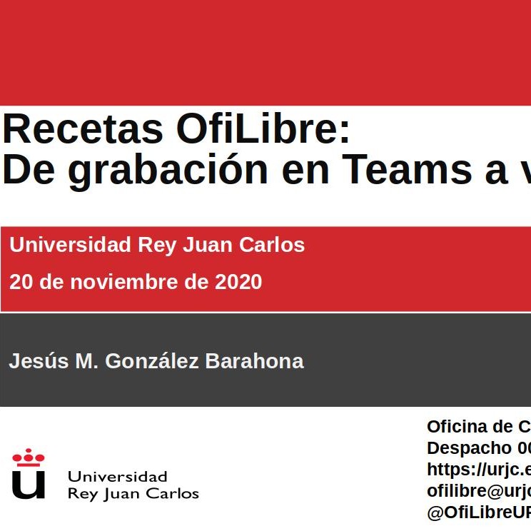 Recetas OfiLibre. De grabación en Teams a video libre.